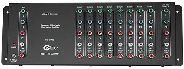 9-Output Component Video + Audio Distribution Amplifier 